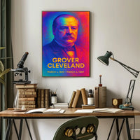 Grover Cleveland 22nd President of the United States Neon Gradient Overlay Poster