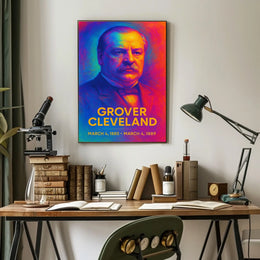 Grover Cleveland 22nd President of the United States Neon Gradient Overlay Poster