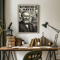 Rutherford B. Hayes 19th President of the United States B & W Comic Sketch Poster