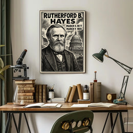 Rutherford B. Hayes 19th President of the United States B & W Comic Sketch Poster