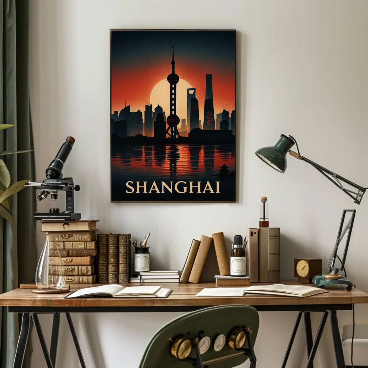 Shanghai Skyline at Sunset Poster