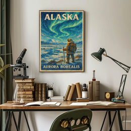 Alaska Adventure Northern Lights Travel Poster