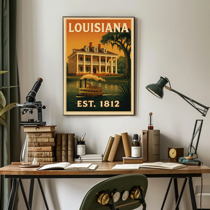 Louisiana Plantation Steamboat Bayou Southern Poster
