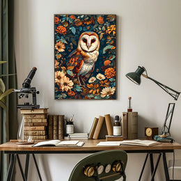 Enchanted Owl In Bloom William Morris Art Poster
