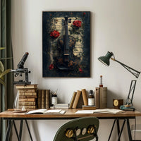 Vintage Violin and Floral Elements Artistic Poster