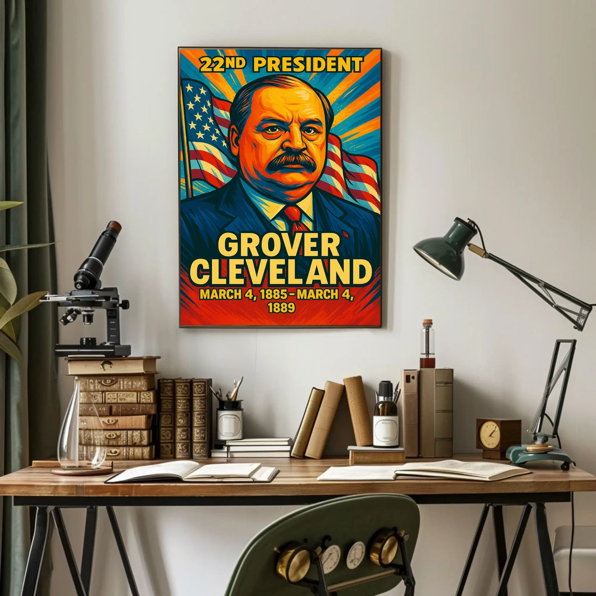 Grover Cleveland 22nd President of the United States Colorful Comic Book Style Poster