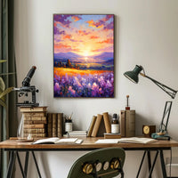 Vibrant Sunset Over Fields Poster
