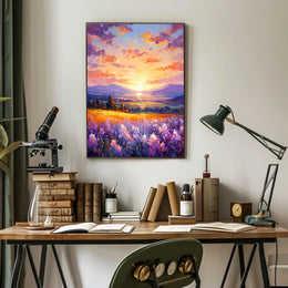 Vibrant Sunset Over Fields Poster