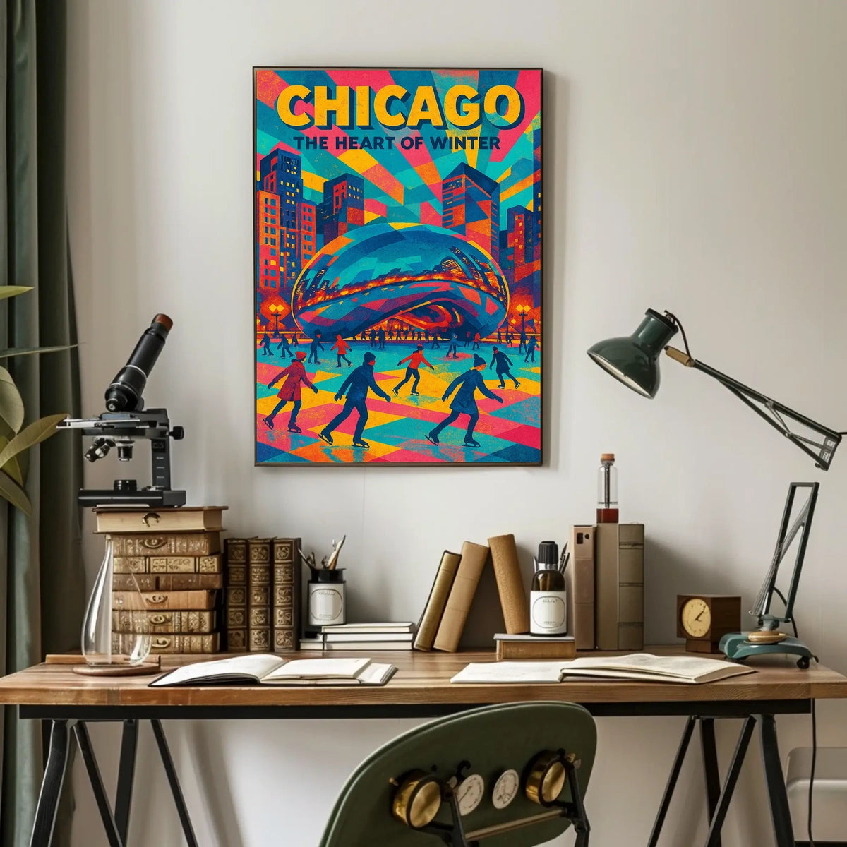 Chicago City Winter Heart Of The City Scene Poster