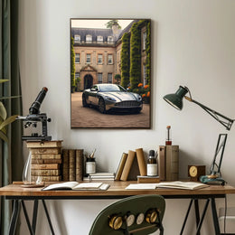 Luxury Sports Car Mansion Elegance Artistic Poster