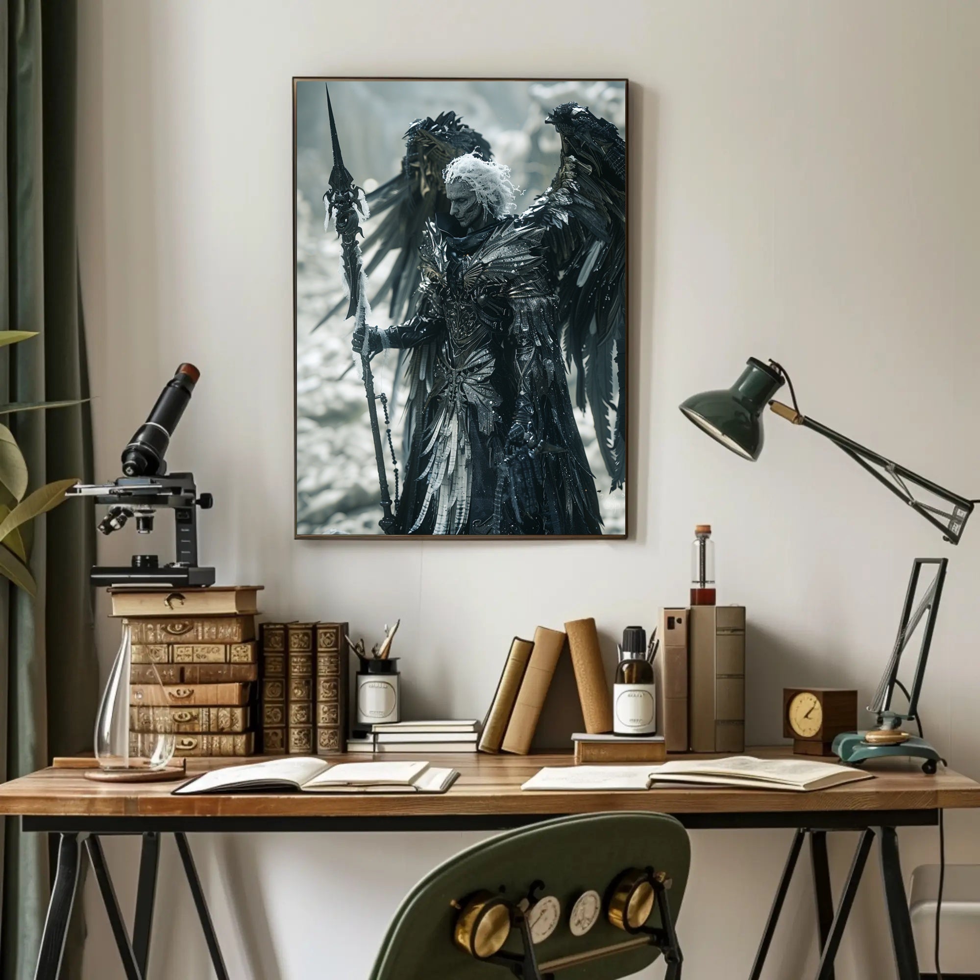 Mystical Warrior: Winged Guardian in Fantasy Poster PosterGoat