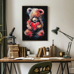 Heartfelt Embrace Watercolor Teddy Bear Love Poster