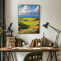 Scottish Coastal Golf Course Scene Sports Poster