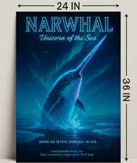 Narwhal Beneath Northern Lights Fantasy or Mythology Poster