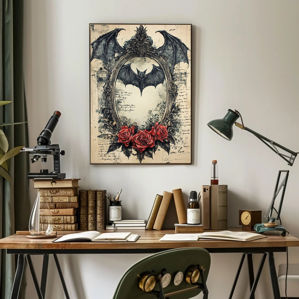 Gothic Bat Design Artistic Abstract and Pop Culture Poster