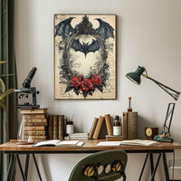 Gothic Bat Design Artistic Abstract and Pop Culture Poster