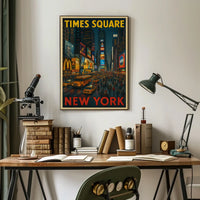 Times Square New York Poster Modern City Lights Wall Art