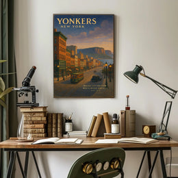 Yonkers Vintage Cityscape Travel Poster Retro Wall Art