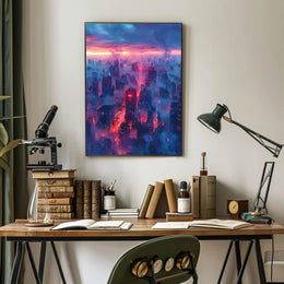 Futuristic Cityscape Cyberpunk Art Poster PosterGoat