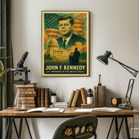 John F. Kennedy 35th President of the United States Layered Digital Collage Poster