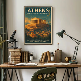 Athens Parthenon Vintage Travel Poster Art Print
