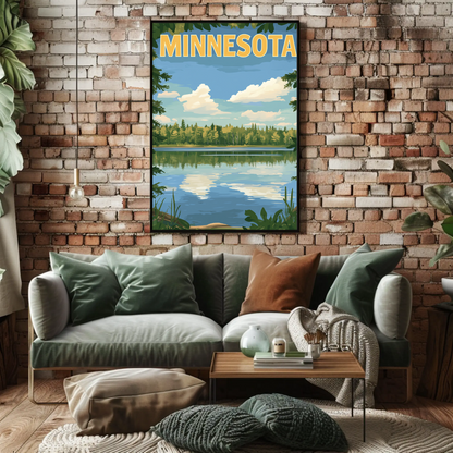 Minnesota’s Tranquil Lakes Vintage Travel Poster