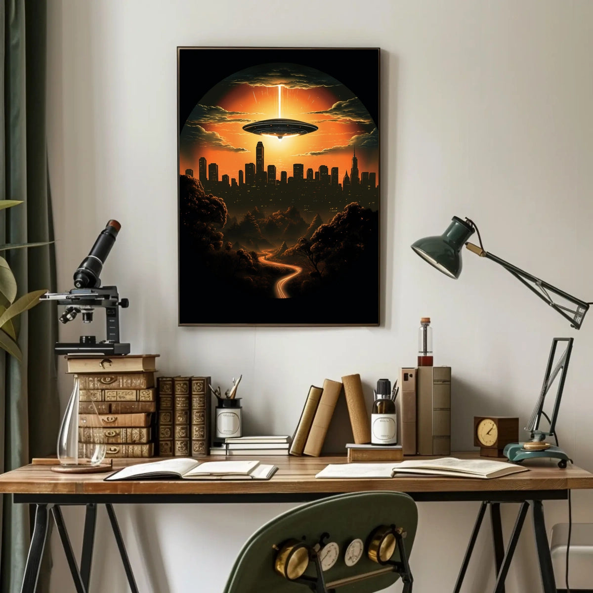 Alien Encounter at Sunset Poster