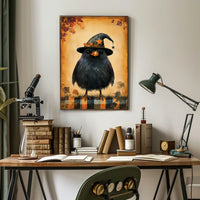 Black Bird Witch Halloween Autumn Whimsical Poster