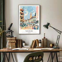Nairobi Cityscape Illustration Poster PosterGoat