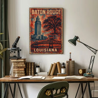 Baton Rouge Scenic Vintage Louisiana Poster