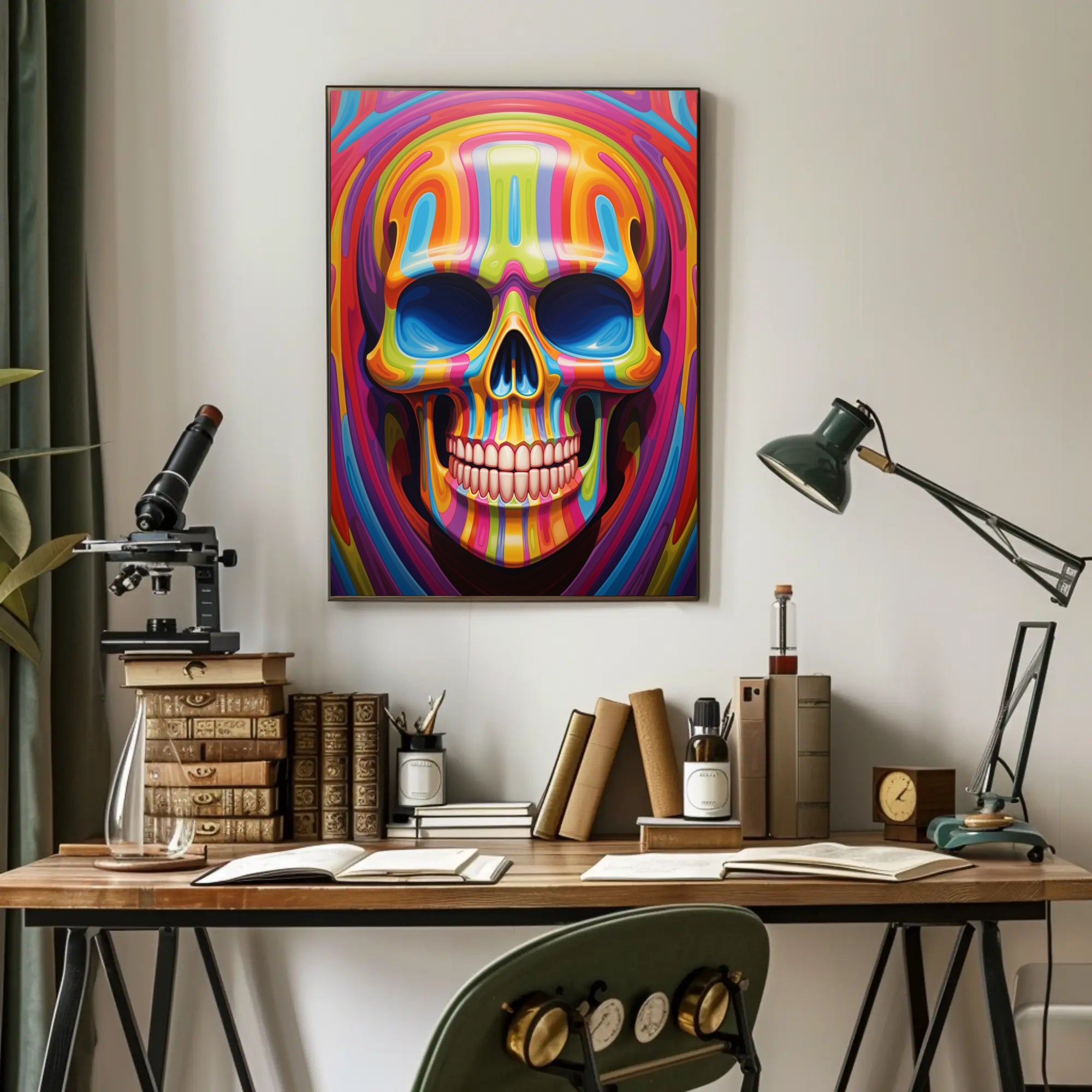 Vibrant Skull Art Poster PosterGoat