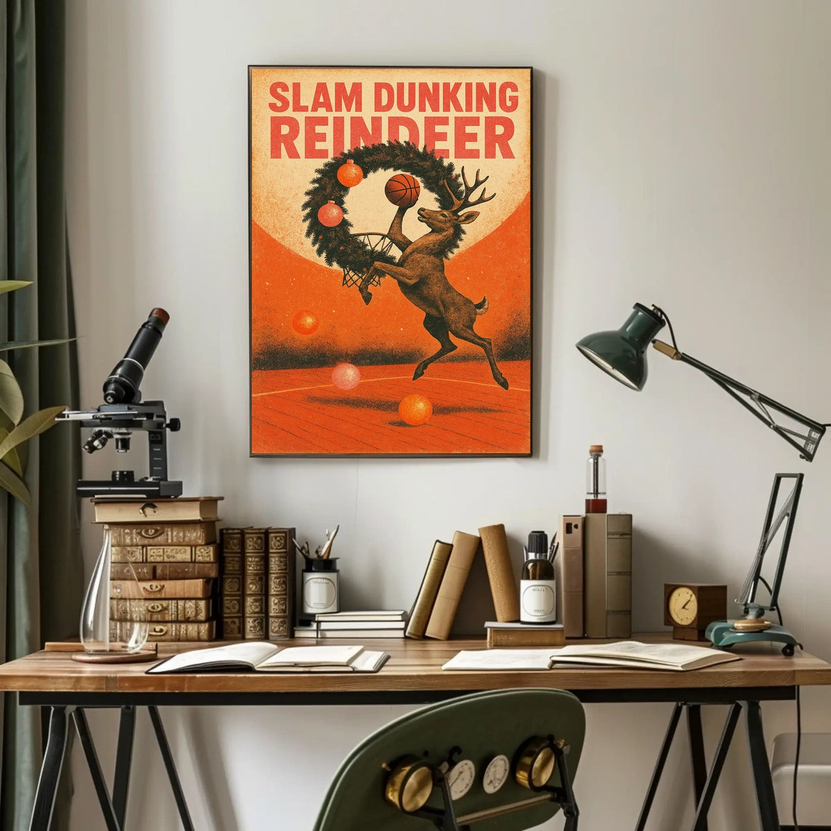 Slam Dunking Reindeer Poster