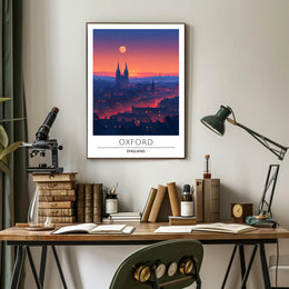 Oxford Skyline Sunset: Urban or Cityscape Poster