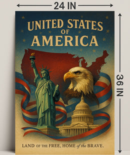 United States of America Land of the Free Poster PosterGoat