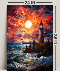Lighthouse At Sunset Poster