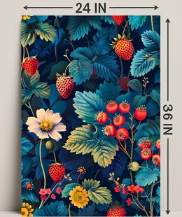 Botanical Strawberry Art Print: Abstract or Artistic Poster