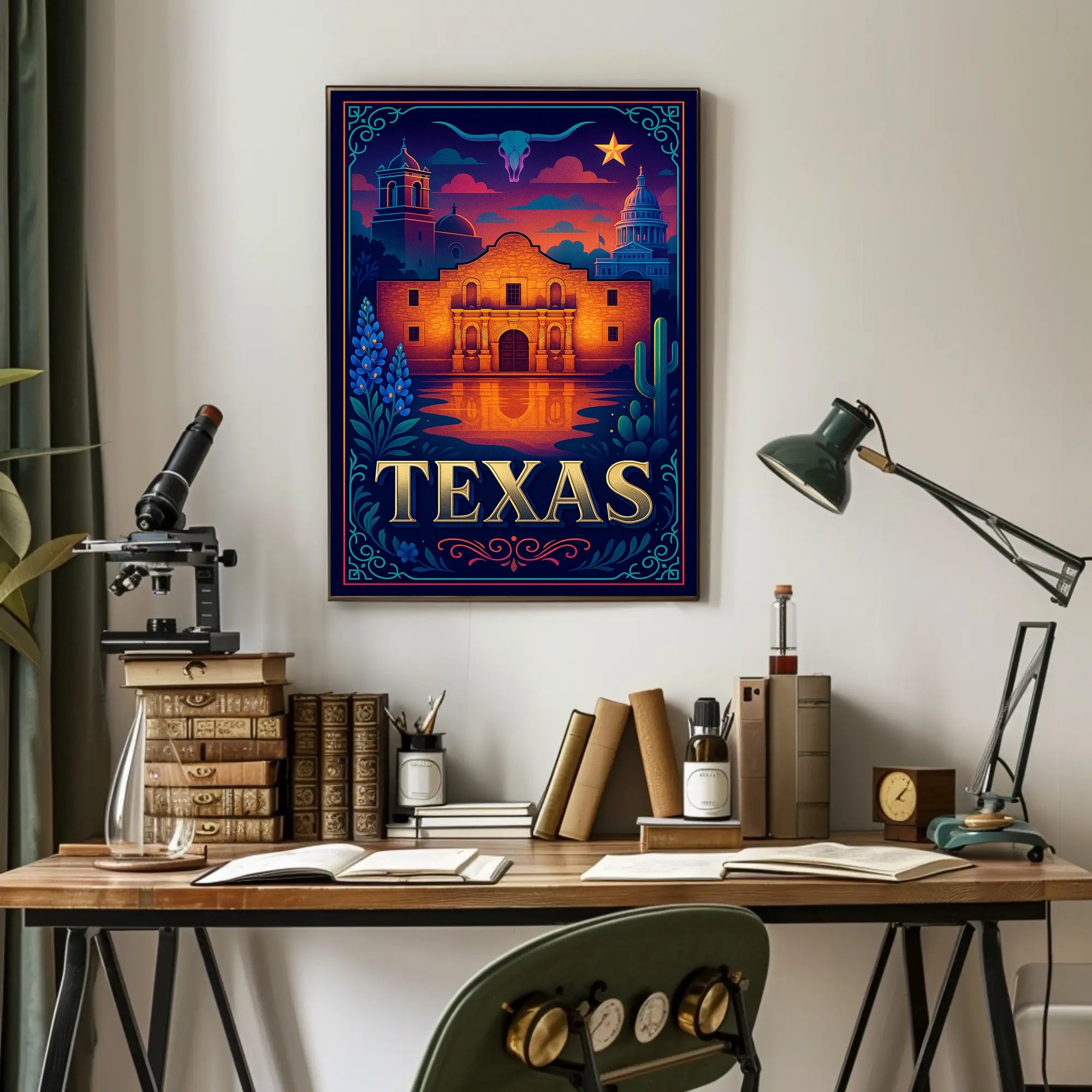 Texas Heritage Poster Vintage Travel Wall Art