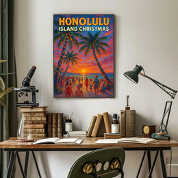 Honolulu Island Christmas Poster