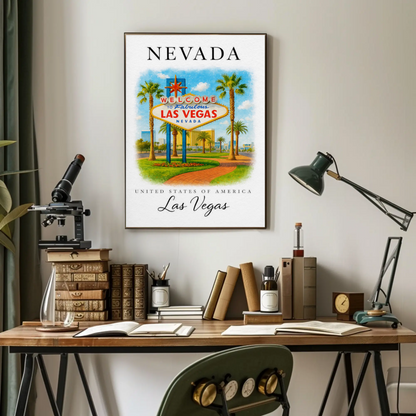 Las Vegas Nevada Welcome Sign Palm Trees Poster Poster