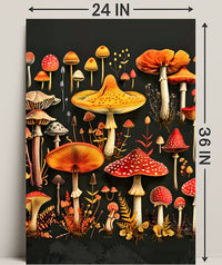 Mushroom Species Chart: Vibrant Fungi Educational or Infographic Poster