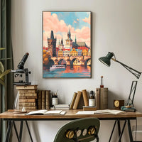 Prague Cityscape Poster: Charles Bridge & Vibrant Skyline