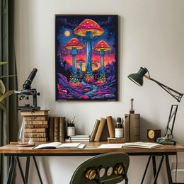 Enchanted Mushroom Landscape Art Print Poster for Home Decor and Nature Lovers PosterGoat