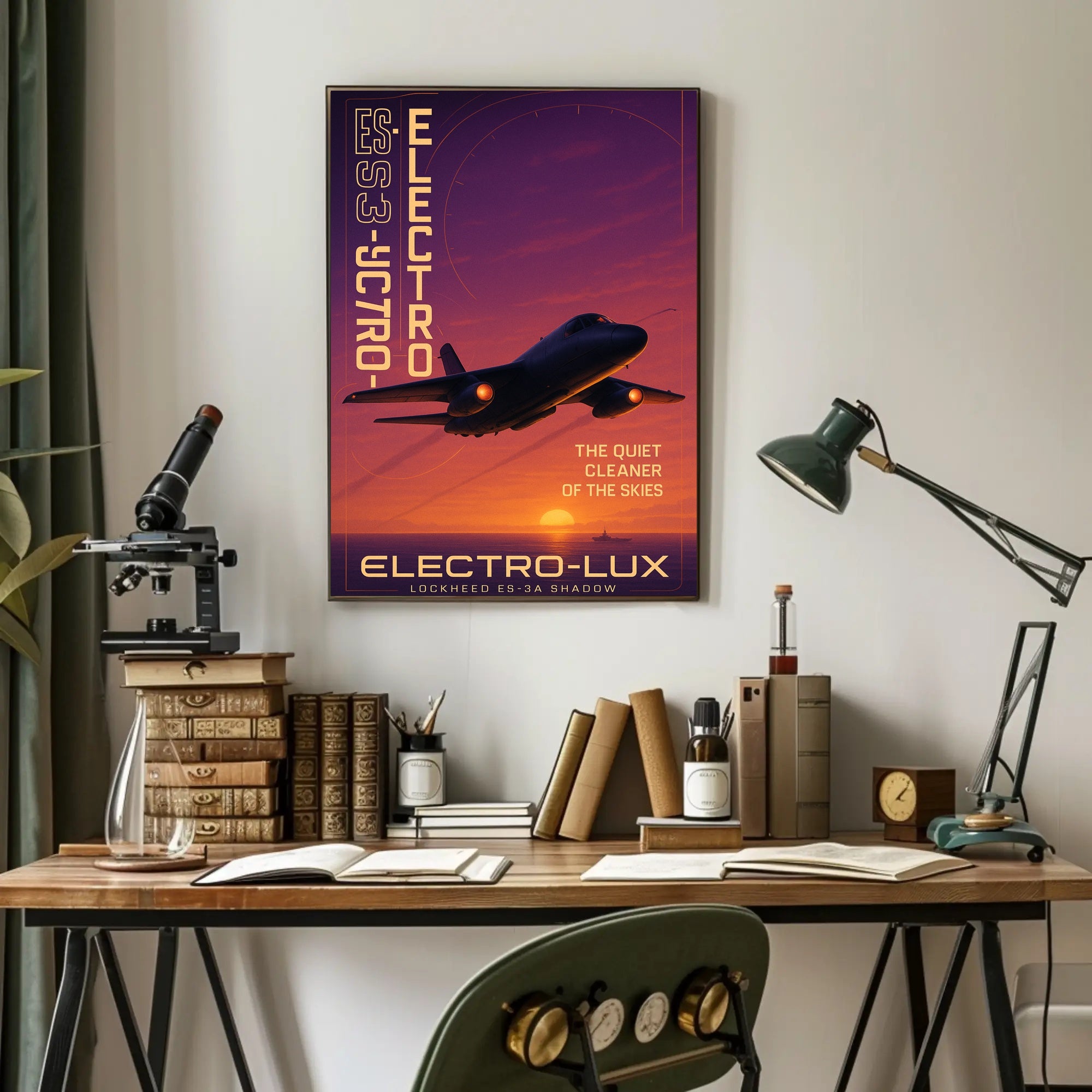 Stealth Jet Silhouette at Sunset Poster