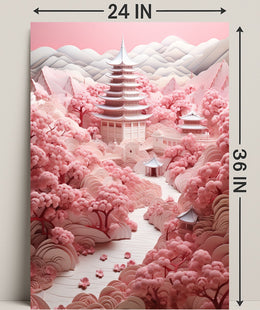 Serene Cherry Blossom Landscape Poster