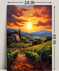 Sunset Over The Vineyard Poster