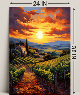 Sunset Over The Vineyard Poster