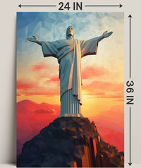 Christ The Redeemer At Sunset Poster