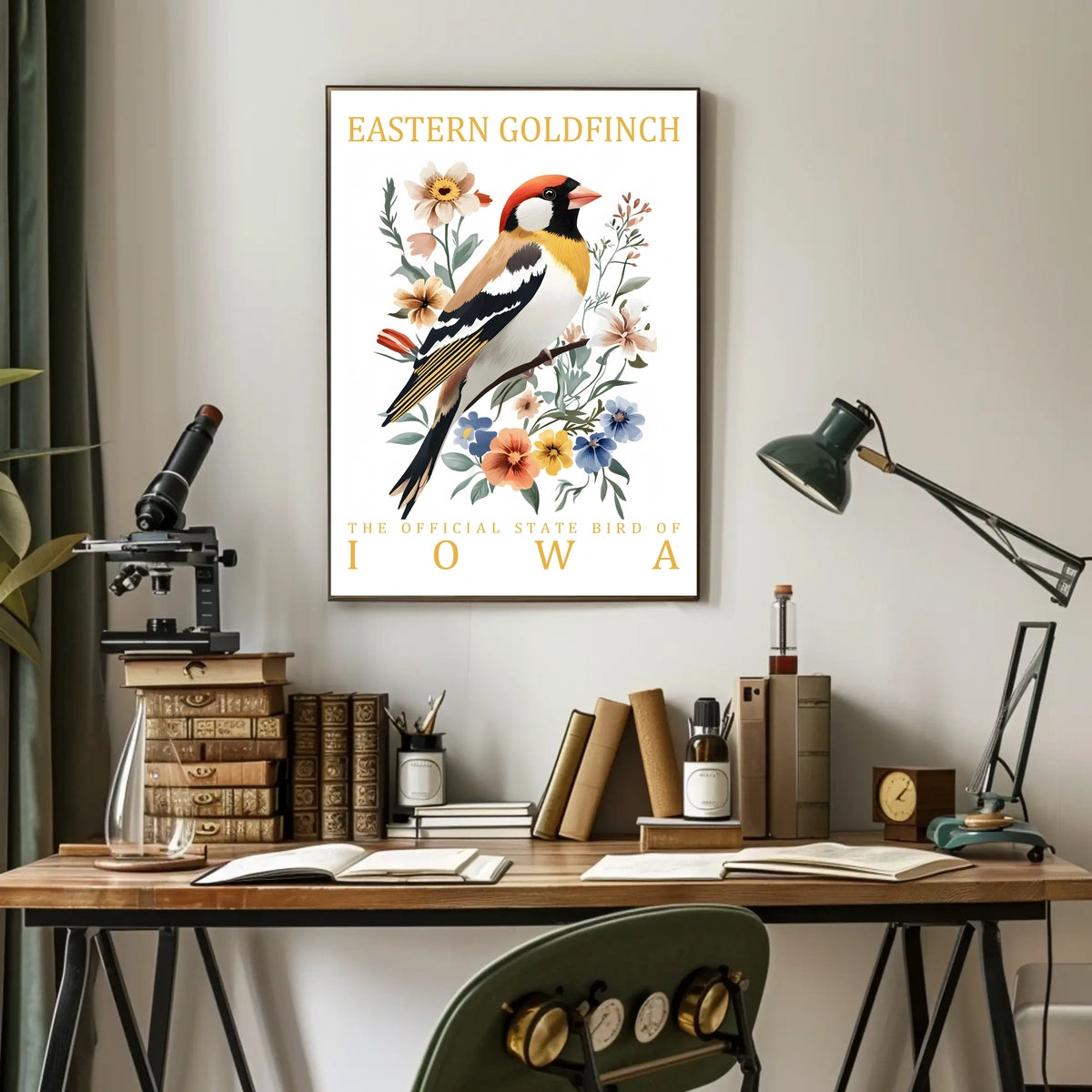 Eastern Goldfinch Iowa State Bird Art Poster
