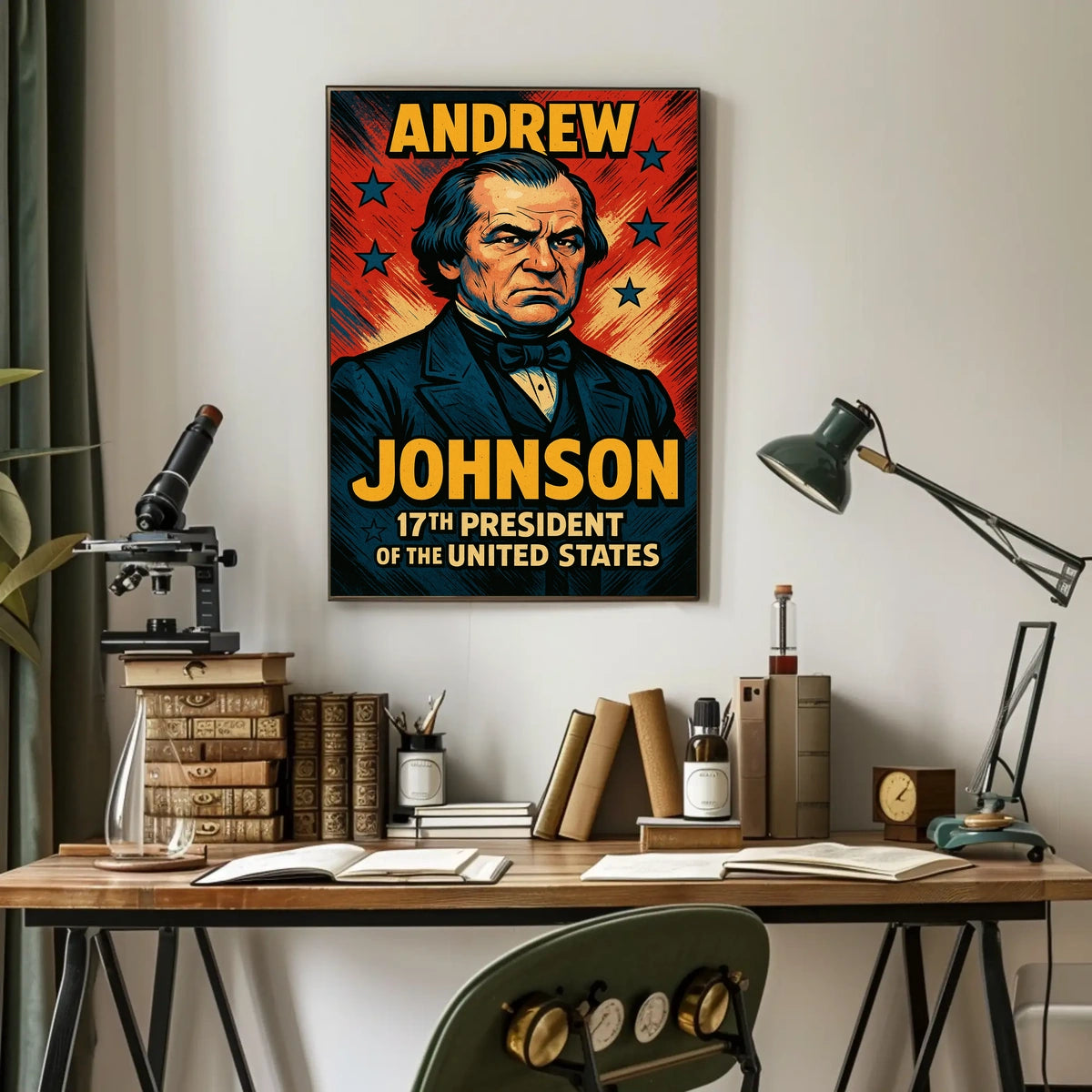 Andrew Johnson Seventeenth President Poster Vintage Wall Art