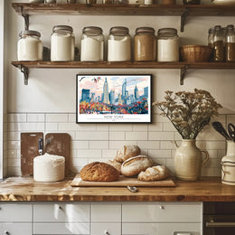 New York Cityscape Poster Vintage Travel Scenic Wall Art